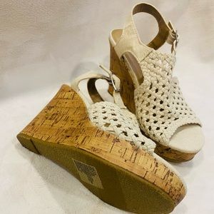 Cream crochet style wedges.